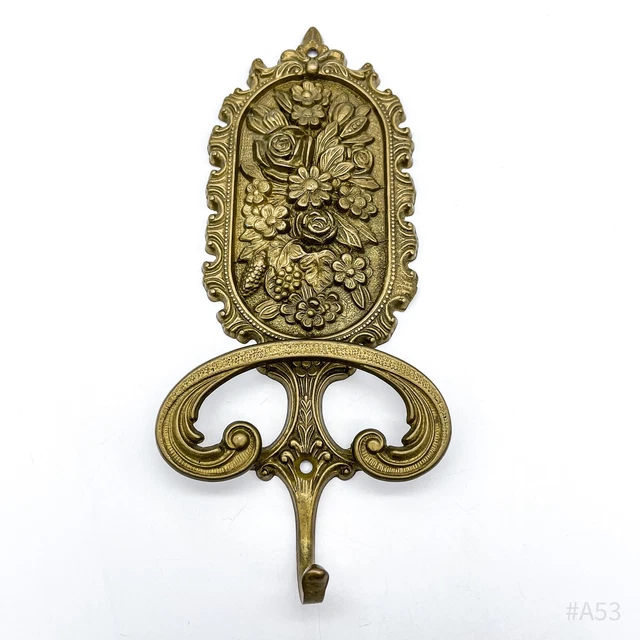 Vintage Brass Coat Hook, Clothes Stand, Coat Hooks - Art Nouveau 24cm
