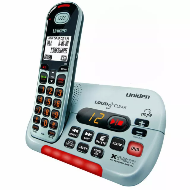 Uniden Sse35 Visual & Hearing Impaired Cordless Digital Phone System Silver