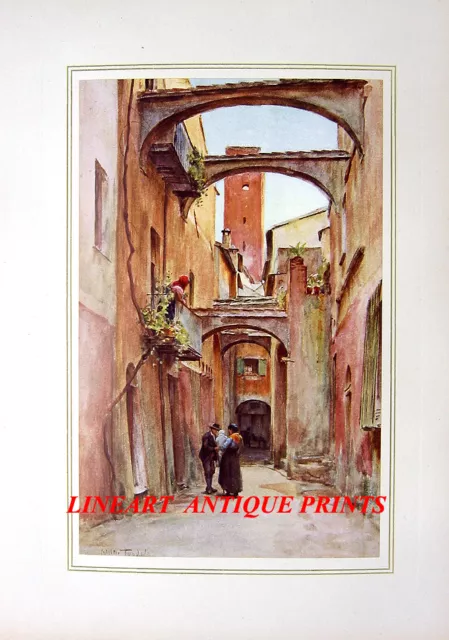 Italian Riviera Amalfi COAST Liguria NOLI Street Scene, 1915 Cityscape Art Print