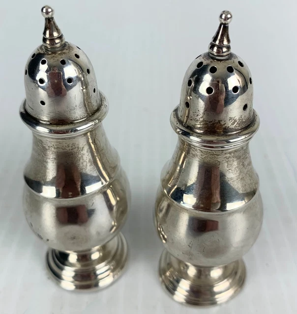 Vintage Pair Sterling Silver Casters Salt and Pepper Shakers 3.25 in High