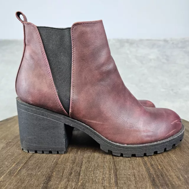 Dirty Laundry Chelsea Boots Women's 10M Burgundy Platform Pull On Ankle Bootie