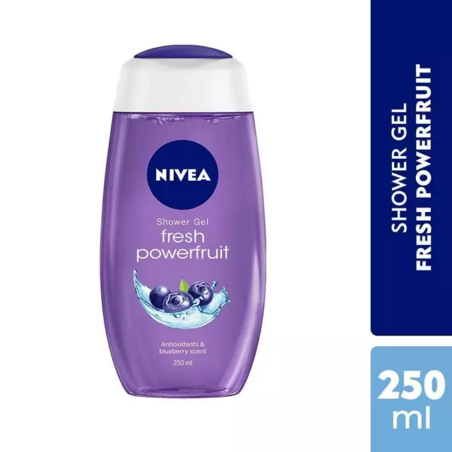 NIVEA Gel de Ducha, Potencia Fruta Fresco Cuerpo Lavado, Mujer, 250ml (Pack 1)