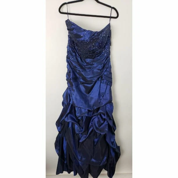 Jump Apparel Juniors Prom Dress Size 17/18 Ballgown Ruched Blue Corset Back