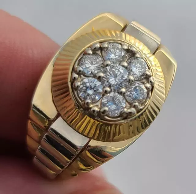 MENS ROLEX DESIGN Two Tone 14K Yellow Gold .90 Carat S 10 Diamond