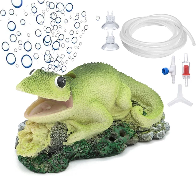 Aquarium Mouth Opening Lizard Air Bubbler Decoration Fish Tank Decor Ornament