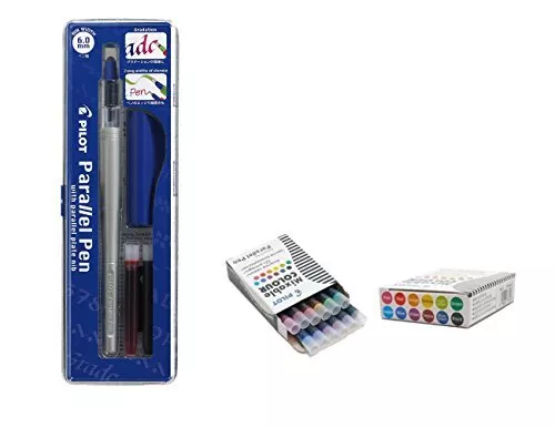 Pilot Parallel Pen Stylo de calligraphie rechargeable + 12 cartouches de rech...