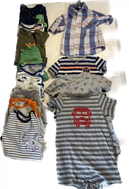 Lot Boys Toddler Clothing Size 2T/ 24 Months 13 pc Carters Nautilus Short Sleeve
