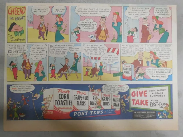 Post Cereal Ad: Grape-Nuts Flakes Cheeko The Great! 1930's-1940's 11 x 15 inches