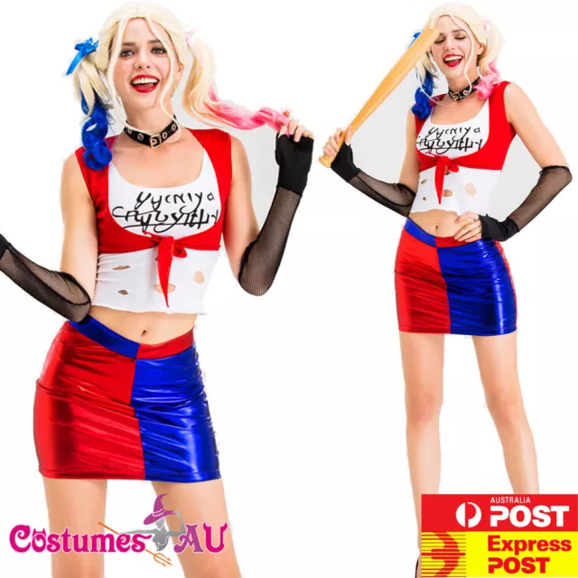 Womens Harley Quinn Costume Suicide Squad Cosplay Ladies Halloween Batman Outfit