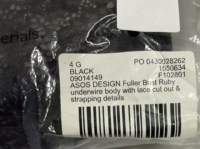 Asos Design Lingerie Teddy Womens Size EU 32J UK 4G US 01 Black Lace Straps
