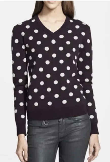 Burberry Brit Purple White Polka Dot Cashmere Blend Sweater S