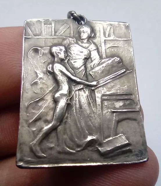1903 Belgian Teacher Award Art Nouveau Pendant Medal