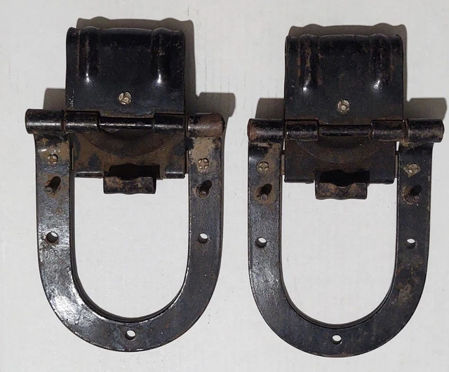 Vintage Old National Horseshoe U Shaped cast iron Barn Door Rollers Hangers Set 2