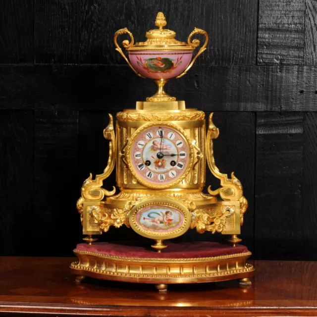 Ormolu and Sevres Porcelain Antique French Clock by Achille Brocot