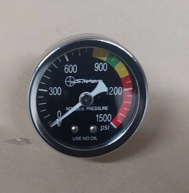 SALE NOS Sniper Nitrous Pressure Gauge 0-1500 psi 1-1/2" with 1/8 NPT inlet