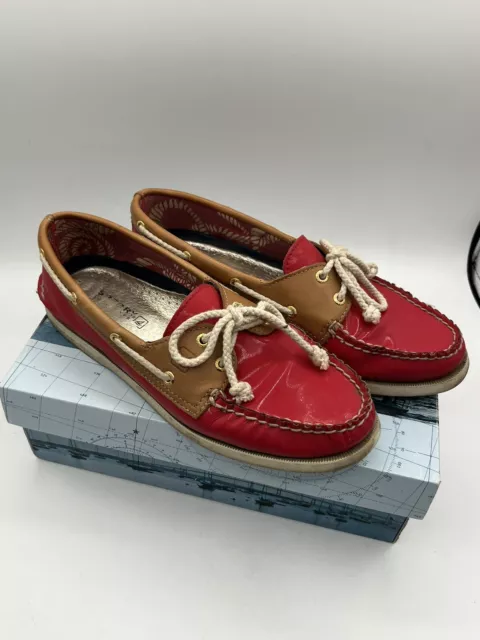 Top para mujer Sperry Siders rojo y bronceado talla 9m