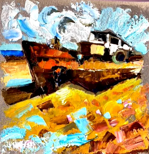 Old Ship ORIGINAL Oil Painting Boats Artwork Seascape 3D Textured Signed Ocean