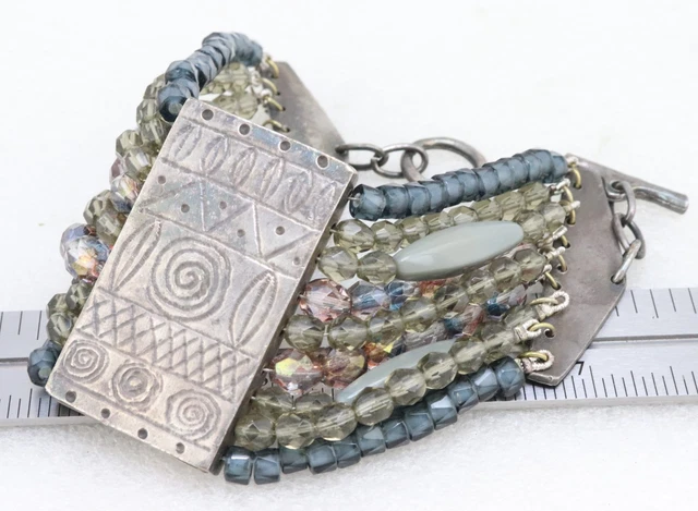 Collier Vintage La Tribu Rigaux - Pendentif étain Et Cuir Gris - Occasion
