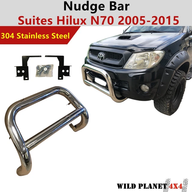 3& NUDGE BAR For Toyota Hilux N80 Steel Gloss Black Grill Guard 2015On