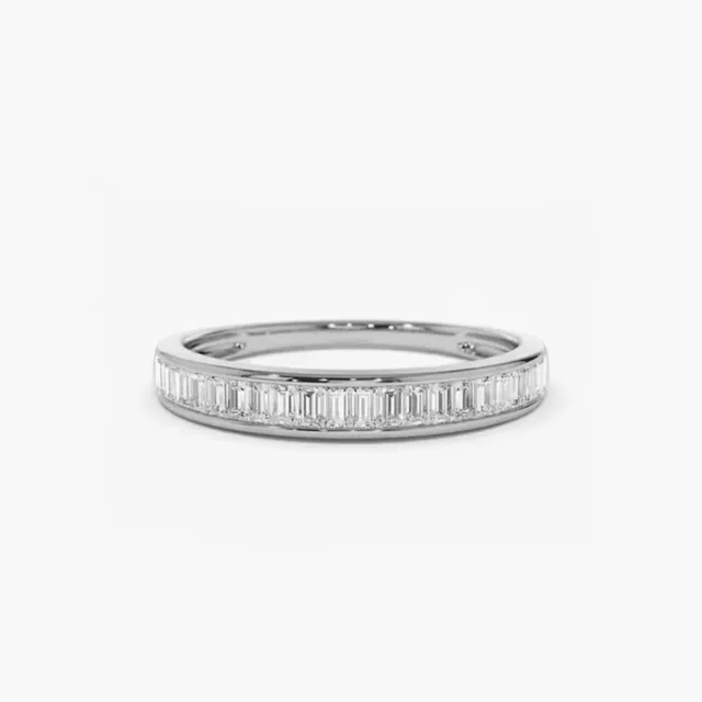 0.80 Ct Baguette Cut Diamond Eternity Wedding Band Ring Solid 14k White Gold