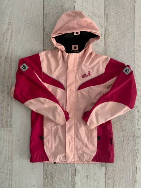 JACK WOLFSKIN Girls Hooded Rain Jacket 9 -10 Years Pink
