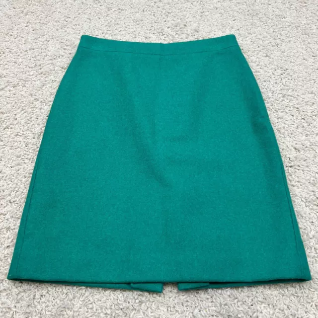 J Crew Pencil Skirt Womens Size 4 Green Wool Blend Back Zipper Lined