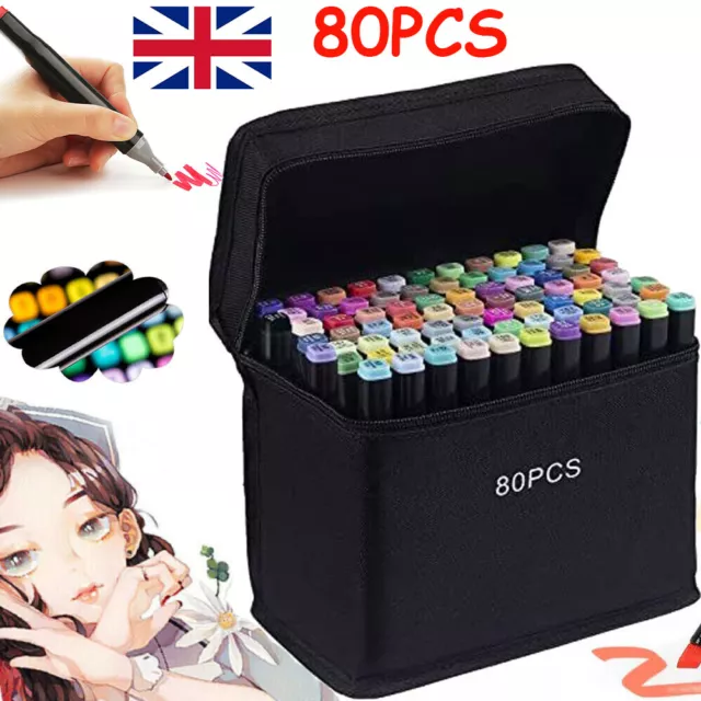 80 Colors Marker Pens Set Permanent Art Marker Pen Dual Tip Painting Artist Pens