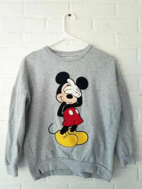 DISNEY XS Girls womens Juniors Textured Mickey Mouse Sweatshirt top 12 14 16 GUC