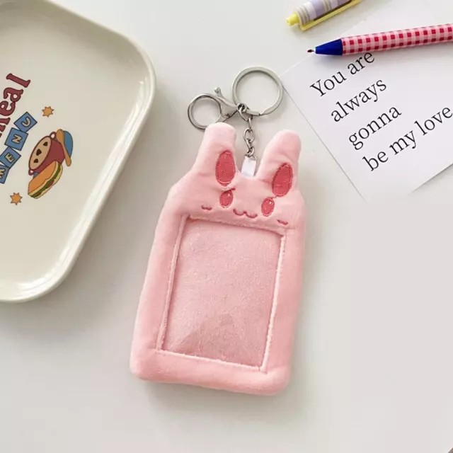 Kawaii Plush Bear Rabbit Plush Photocard Holder Kpop Cartoon Idol Postcard_ W8F5