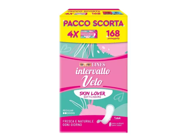 Lines Intervallo Velo Skin Lover, Pacco Scorta, Confezione da 168 Proteggislip