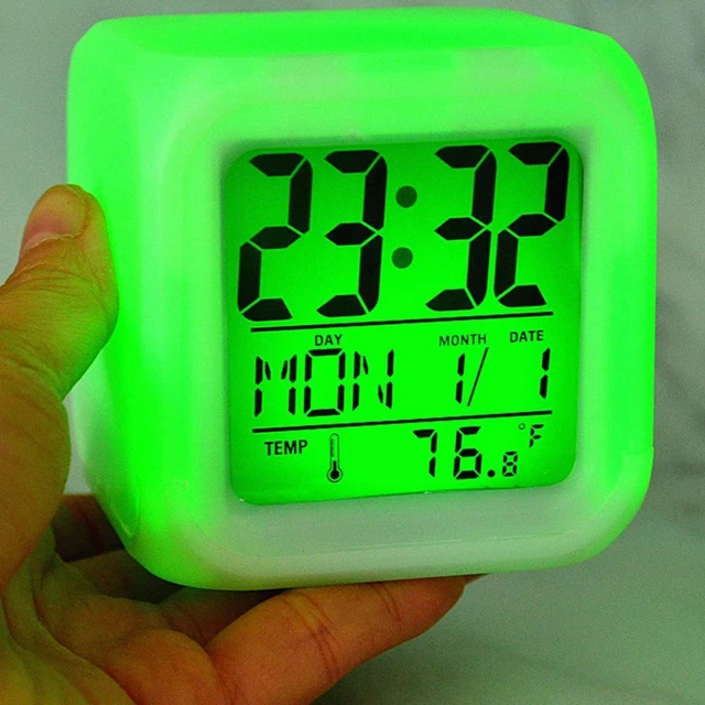Alarm Clock 7Color Change LED Digital Glowing Modern Night Best Light X8W0