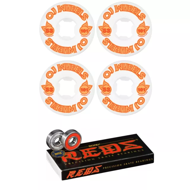OJ Skateboard Wheels 53mm From Concentrate Hardline 101A + Bones Reds Bearings
