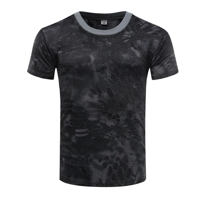 Men's Camouflage Tactical Shirt Short Sleeve Quick Dry Combat Military T Shirt
