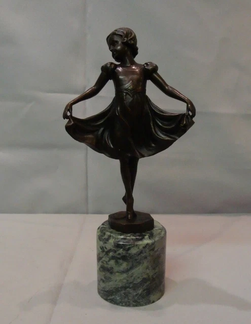 Estatua Bailarín Ópera Art Deco Estilo Art Nouveau Estilo Bronce sólido Firmado