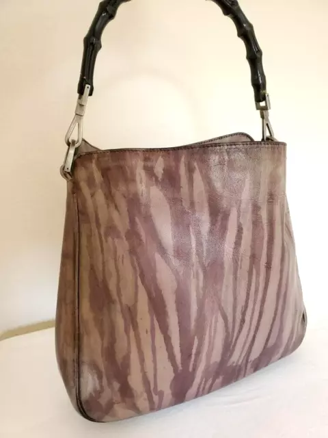 Gucci bamboo tote tie dyed vintage safari bag black gray brown tan beige purple