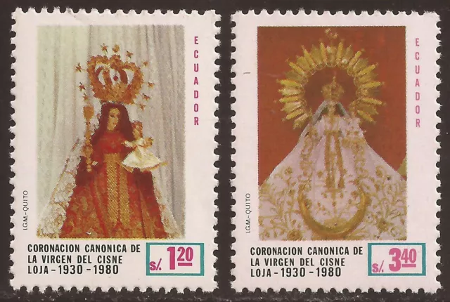 Ecuador 1000/01 1980 Canonization Virgen Swan Religion MNH