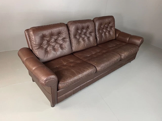 EB4986 Vintage Danish Leather Sofa, 1970s, 1980s, Retro, MCM Vintage M3SS 2