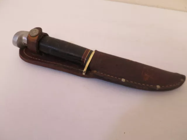Vintage Official BSA Boy Scouts of America Hunting Knife w Leather Sheath 8 5/8"