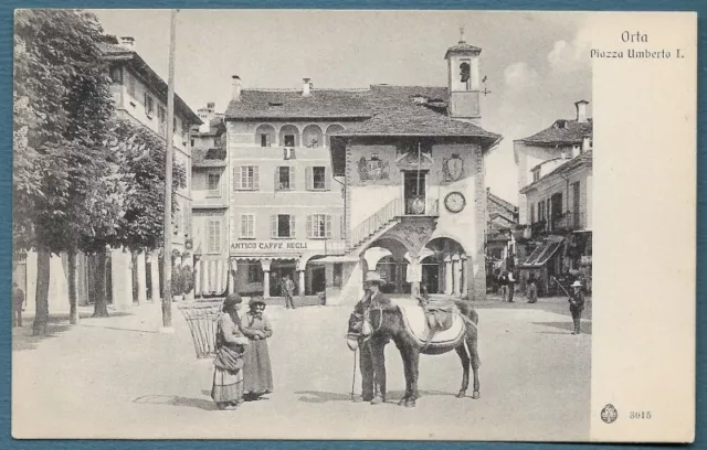 ORTA, Novara. Piazza Umberto I. Cartolina d'epoca inizio '900. Non viaggiata.