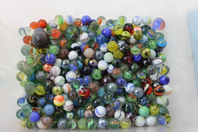 Mixed Lot 55 Assorted Old Vintage To Modern Colorful Glass Marbles {WASHED}