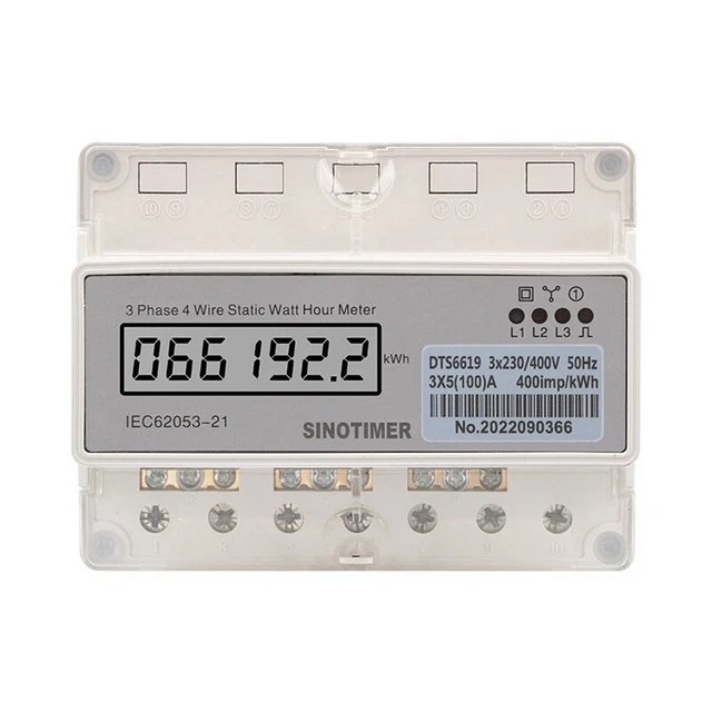 DIN RAIL THREE Phase 4 Wires Electricity Meter Digital Wattmeter ...