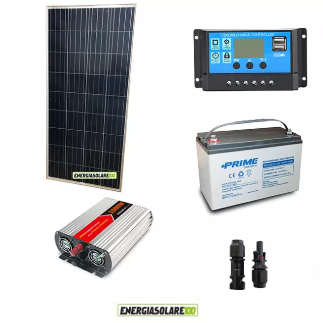 Kit chalet panneau solaire 150W convertisseur 1000W 12V 220V  batterie 100h régu