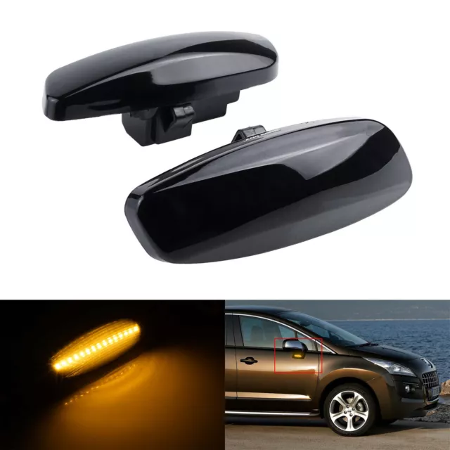 Jaune LED Côté Clignotant lentille Noir Peugeot 308 207 CC SW RCZ 3008 1 5008 1