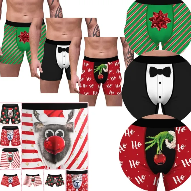 Pantaloncini sexy Natale da uomo biancheria intima boxer boxer bauli nuoto slip divertenti