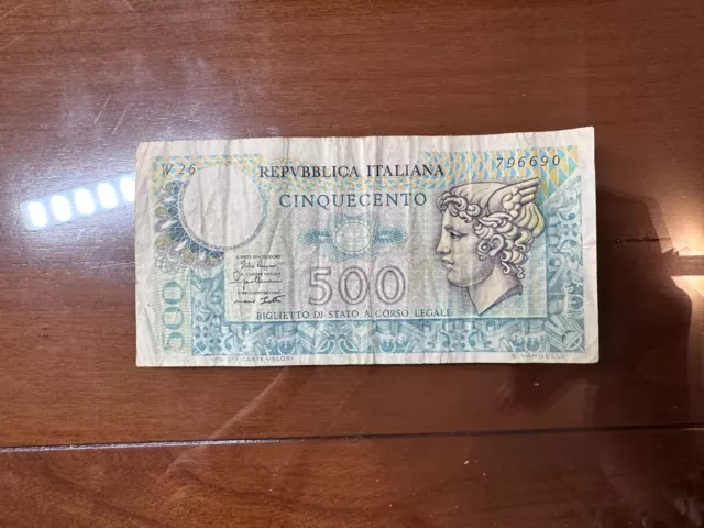 BANCONOTA LIRE 500 MERCURIO 1979 RARA SERIE W SOSTITUTIVA qBB SABAUDA