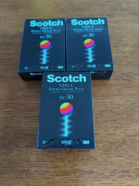 3x Scotch 3M VHS-C Tape Extra Grade Plus EG+ EC-30 New Unopened - Still Sealed