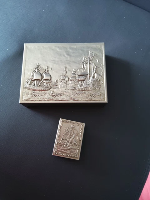 Porte-cigare Et Allumettes Ancien Plaqué Argent - Pièce Rare Tournant Du Siècle - Collection Vintage US