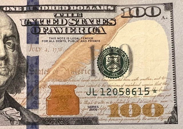 2009 $100 Bill Star Note JL12058615* great condition San Francisco Federal Bank