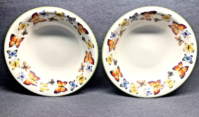 Tabletops Unlimited Butterfly Garden Soup Cereal Salad Bowl 8 3/8" Set of 2