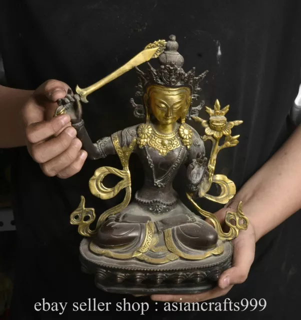 11.Alter chinesischer Buddhismus Bronze vergoldeter Bodhisattva Buddha Staat